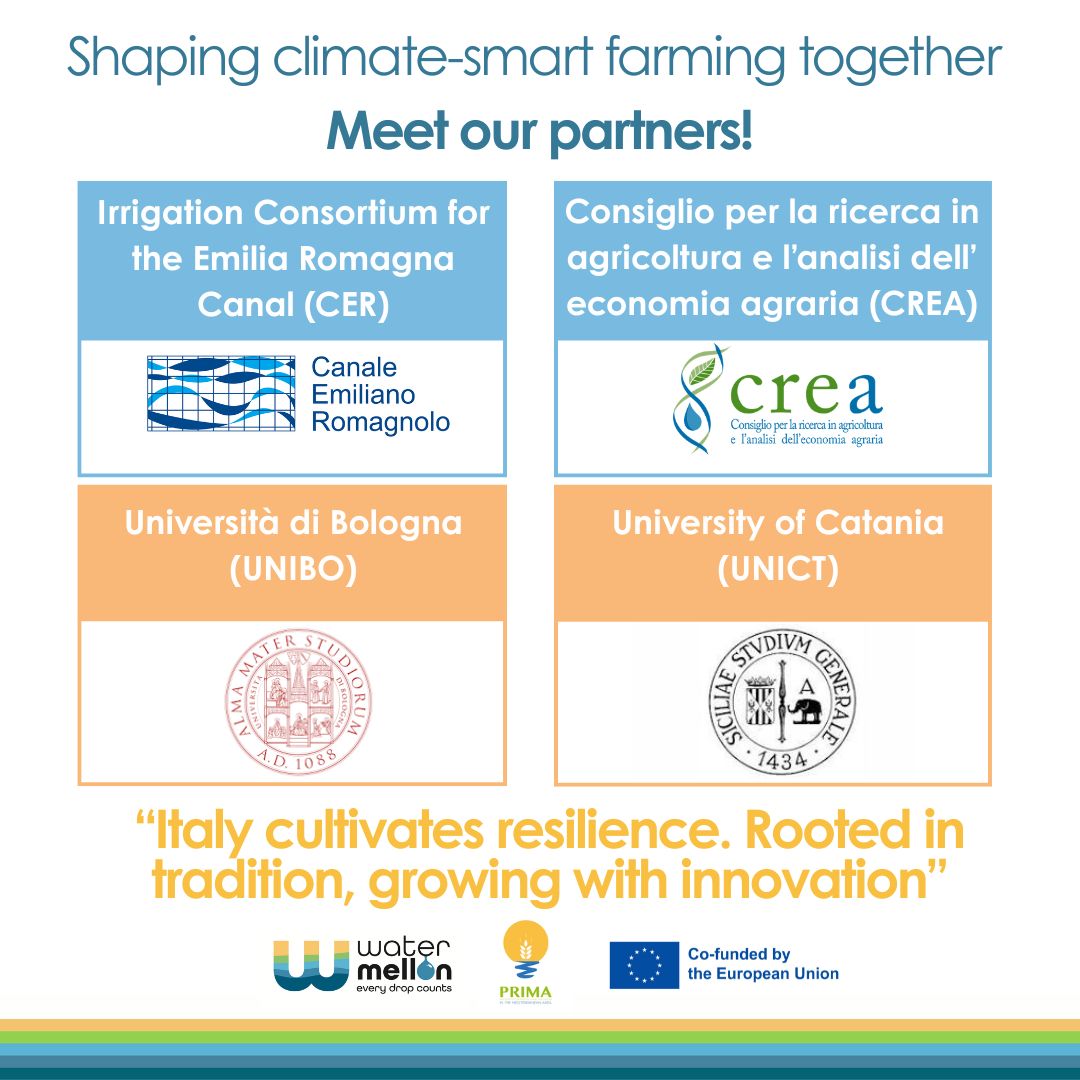 watermellon_primaproject (@watermellon_pr) on Twitter photo 👥 MEET OUR PARTNERS in 🇮🇹 ITALY!
✅ The Irrigation Consortium for the Emilia Romagna Canal (CER)
✅ Consiglio per la ricerca in agricoltura e l'analisi dell'economia agraria (<a href="/CREARicerca/">CREARicerca</a>
✅ Alma Mater Studiorum - Università di Bologna <a href="/Unibo/">Università di Bologna</a>
✅ Università di Catania <a href="/SSC_UniCT/">Scuola Superiore</a> 👥 MEET OUR PARTNERS in 🇮🇹 ITALY!
✅ The Irrigation Consortium for the Emilia Romagna Canal (CER)
✅ Consiglio per la ricerca in agricoltura e l'analisi dell'economia agraria (<a href="/CREARicerca/">CREARicerca</a>
✅ Alma Mater Studiorum - Università di Bologna <a href="/Unibo/">Università di Bologna</a>
✅ Università di Catania <a href="/SSC_UniCT/">Scuola Superiore</a>