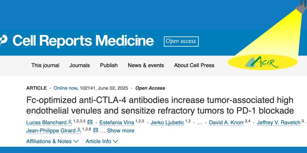 ACIR (@acir_org) on Twitter photo Blanchard and Vina et al. investigated mechanisms by which anti-CTLA-4 mAbs modulate tumor-associated high endothelial venules (TA-HEVs), which are important for supporting lymphocyte entry into tumors. bit.ly/4dNZyzu <a href="/LucasBlch/">Lucas Blanchard</a> Blanchard and Vina et al. investigated mechanisms by which anti-CTLA-4 mAbs modulate tumor-associated high endothelial venules (TA-HEVs), which are important for supporting lymphocyte entry into tumors. bit.ly/4dNZyzu <a href="/LucasBlch/">Lucas Blanchard</a>