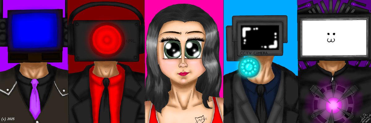 mrs_cromwell_'s tweet photo. Voilá! 😀 My new X / Twitter header picture has been finished!!! You can see it on my profile! 😊 Me and my favourite Skibidi Toilet characters! 💕 #me #myself #EnergizedTVMan #DarkSpeakerman #Plungerman #TitanTVMan #SKIBIDITOILET #NewTwitterHeader #NewXHeader https://t.co/AIh61rB7hH