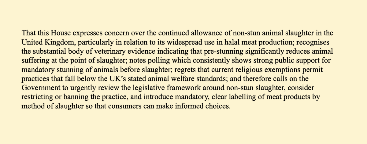 Rupert Lowe MP (@rupertlowe10) on Twitter photo There must be some administrative error on the parliament website. It's not showing the Green MPs signing my motion on banning non-stun/halal slaughter?
<a href="/AdrianRamsay/">Adrian Ramsay MP</a> - what's the hold up?
The RSPCA are considering how to support it...
No response from PETA yet! There must be some administrative error on the parliament website. It's not showing the Green MPs signing my motion on banning non-stun/halal slaughter?
<a href="/AdrianRamsay/">Adrian Ramsay MP</a> - what's the hold up?
The RSPCA are considering how to support it...
No response from PETA yet!