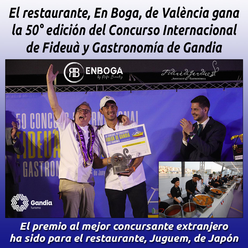 Hostelería en Valencia (Periódico Gastronómico) (@hosteleriaenvlc) on Twitter photo EL RESTAURANTE, EN BOGA, DE VALÈNCIA GANA LA 50° EDICIÓN DEL CONCURSO INTERNACIONAL DE FIDEUÀ Y GASTRONOMÍA DE GANDIA
hosteleriaenvalencia.com/noticias.asp?i…
<a href="/visitgandia/">Visit Gandia</a> <a href="/aj_gandia/">Ajuntament de Gandia</a> #EnBoga #Fideua #Gastronomia #Gandia #Valencia #ConcursoInternacional #CocinaEspañola #HosteleriaEnValencia EL RESTAURANTE, EN BOGA, DE VALÈNCIA GANA LA 50° EDICIÓN DEL CONCURSO INTERNACIONAL DE FIDEUÀ Y GASTRONOMÍA DE GANDIA
hosteleriaenvalencia.com/noticias.asp?i…
<a href="/visitgandia/">Visit Gandia</a> <a href="/aj_gandia/">Ajuntament de Gandia</a> #EnBoga #Fideua #Gastronomia #Gandia #Valencia #ConcursoInternacional #CocinaEspañola #HosteleriaEnValencia
