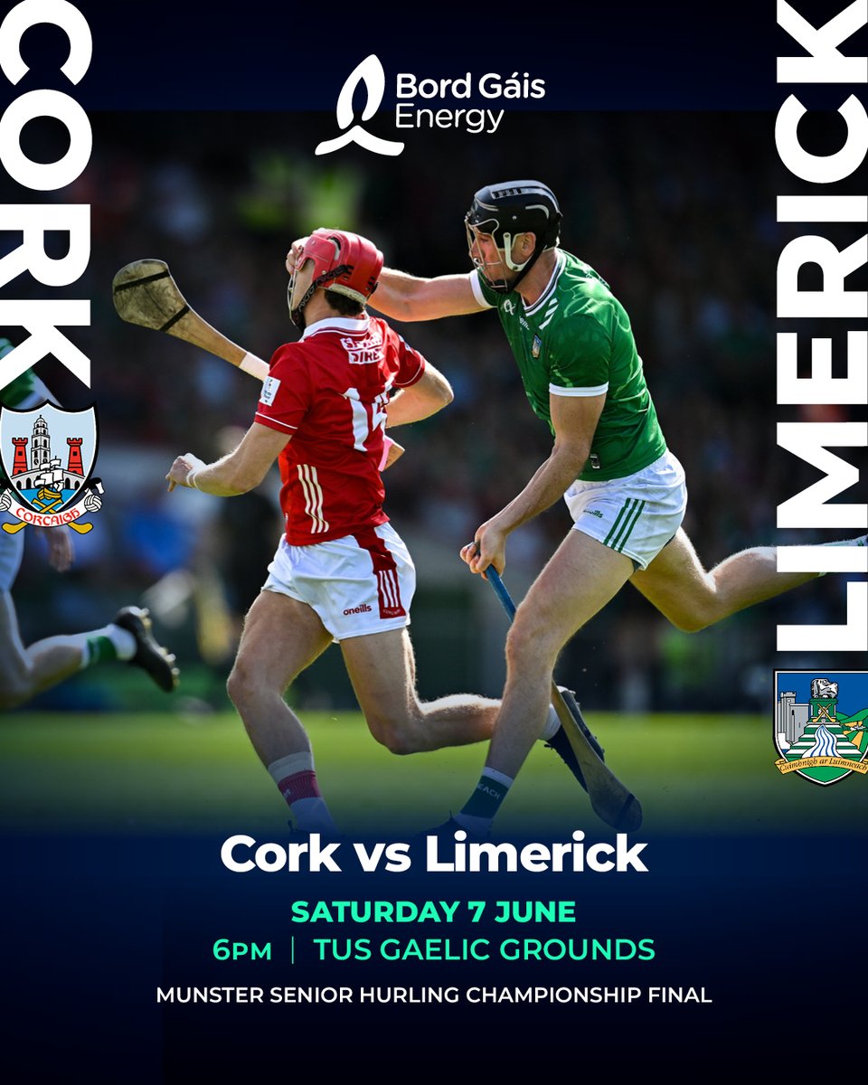 A big hurling weekend ahead 🔥 Who are you backing?? 👀

Munster Final:

📍Limerick v Cork - Saturday June 7
🏟️ TUS Gaelic Grounds @ 6pm

Leinster Final:

📍Galway v Kilkenny - Sunday June 8
🏟️ Croke Park @ 4pm

#ItsAllHeatingUp #GAA #Hurling #MunsterGAA #LeinsterGAA