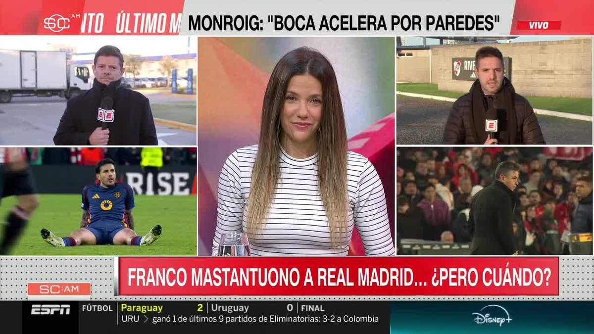 ¡Sumate #SportsCenterAM con <a href="/LRubinska/">Luciana Rubinska</a> para conocer todas las novedades del futuro de Franco Mastantuono y todas las novedades de River y Boca.

📺 #DisneyPlus