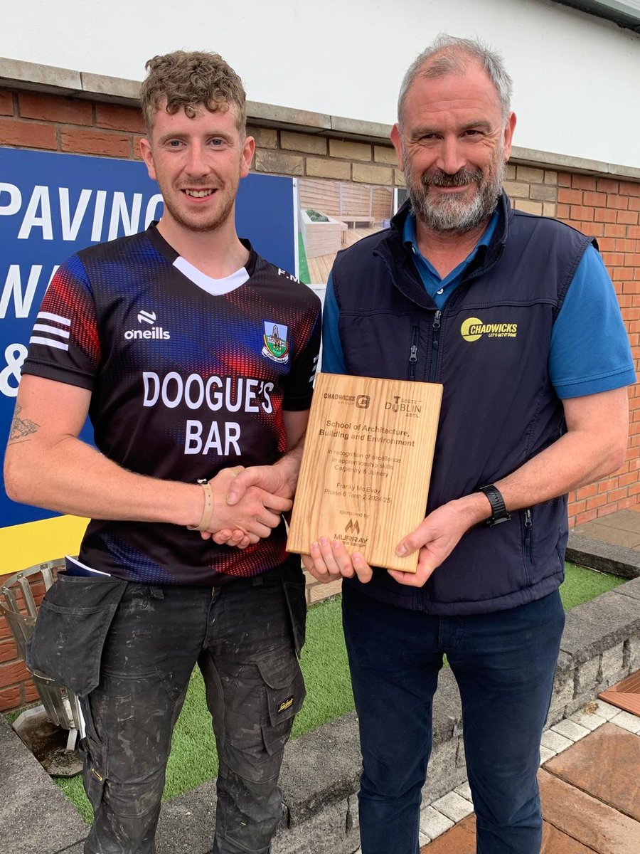 CHADWICKS (@chadwicksie) on Twitter photo Congratulations to Franky McEvoy on receiving a <a href="/WeAreTUDublin/">TU Dublin / OT Baile รtha Cliath</a> Apprentice Excellence Award in the Carpentry & Joinery category. Sponsored by Murray Timber Group.
Brilliant stuff, Franky โ well done! ๐
#LetsGetItDone Congratulations to Franky McEvoy on receiving a <a href="/WeAreTUDublin/">TU Dublin / OT Baile รtha Cliath</a> Apprentice Excellence Award in the Carpentry & Joinery category. Sponsored by Murray Timber Group.
Brilliant stuff, Franky โ well done! ๐
#LetsGetItDone