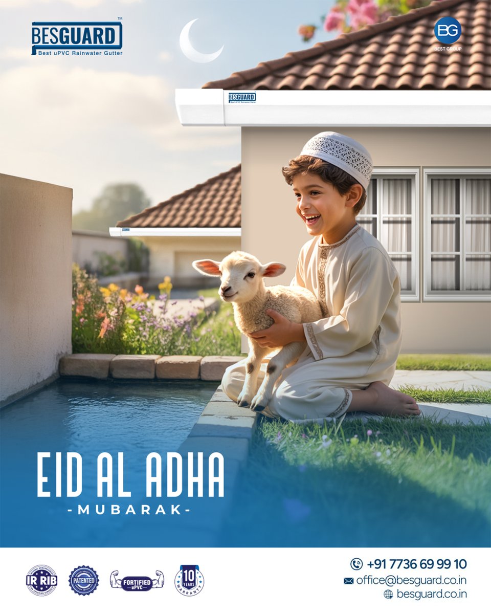 besguardin's tweet image. Eid al-Adha Mubarak from Besguard! 🌙🐑
Wishing you peace, prosperity, and protection this festive season.

.
.
.
📞 +91 7736699910
📩 office@besguard.co.in
🌐 besguard.co.in

#EidAlAdha #BakridMubarak #Besguard #RainwaterGutter #uPVCGutter #FestivalWishes