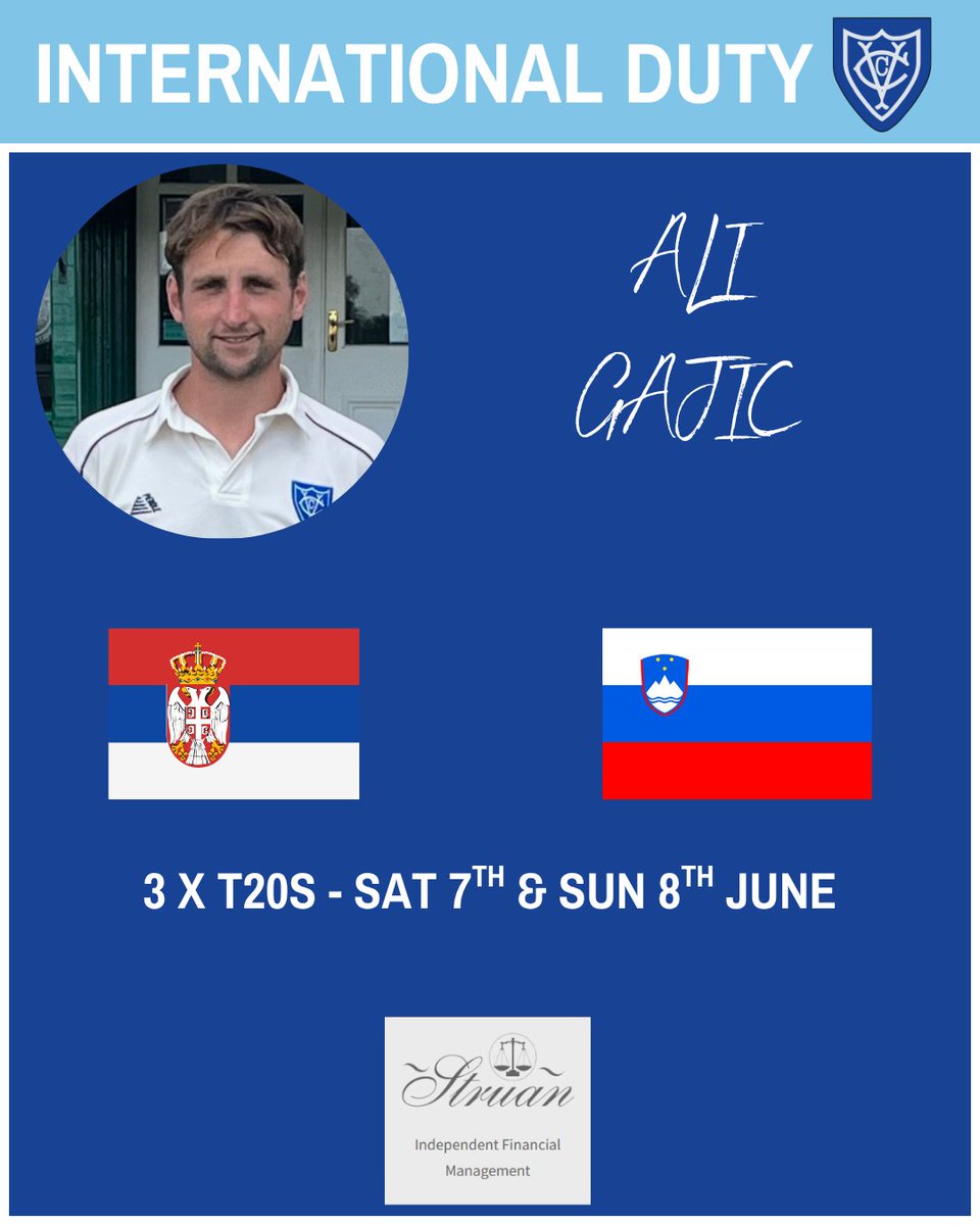 Best of luck to our very own Ali Gajic, who's off on International Duty for Serbia this weekend 👏

Go well, Ali! 💪

#Cricket #Verwood #Dorset #Hampshire #Serbia #SerbiaCricket