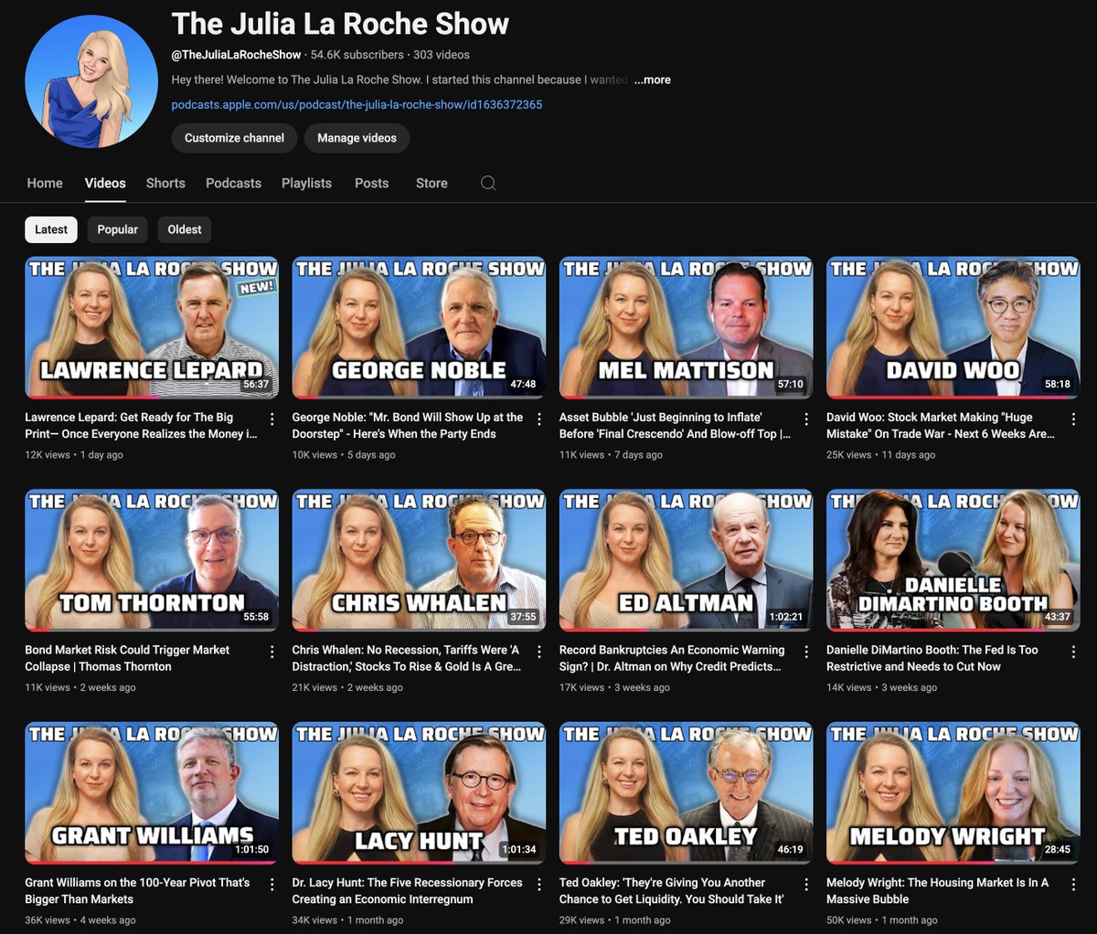 Julia La Roche (@julialaroche) on Twitter photo I remember when <a href="/mattmarlinski/">Matt Marlinski 🏁</a> and I used to get excited when a video would break 1,000 views. These days, all of our videos consistently exceed 10,000 views.
In the last 6 months vs. the prior period:
📺Views are up 24%
🕐Watch time is up 27% (17,484,000 minutes ytd 🤯) I remember when <a href="/mattmarlinski/">Matt Marlinski 🏁</a> and I used to get excited when a video would break 1,000 views. These days, all of our videos consistently exceed 10,000 views.
In the last 6 months vs. the prior period:
📺Views are up 24%
🕐Watch time is up 27% (17,484,000 minutes ytd 🤯)