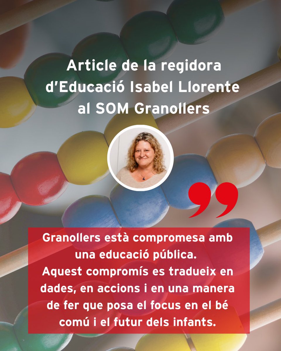 PSC Granollers (@pscgranollers) on Twitter photo Llegeix l’article d’opinió de la regidora d’Educació Isabel Llorente al <a href="/DiariSomGRN/">SomGranollers</a>
Enllaç aquí:
somgranollers.cat/hemeroteca/256…
#Granollers #Educació Llegeix l’article d’opinió de la regidora d’Educació Isabel Llorente al <a href="/DiariSomGRN/">SomGranollers</a>
Enllaç aquí:
somgranollers.cat/hemeroteca/256…
#Granollers #Educació
