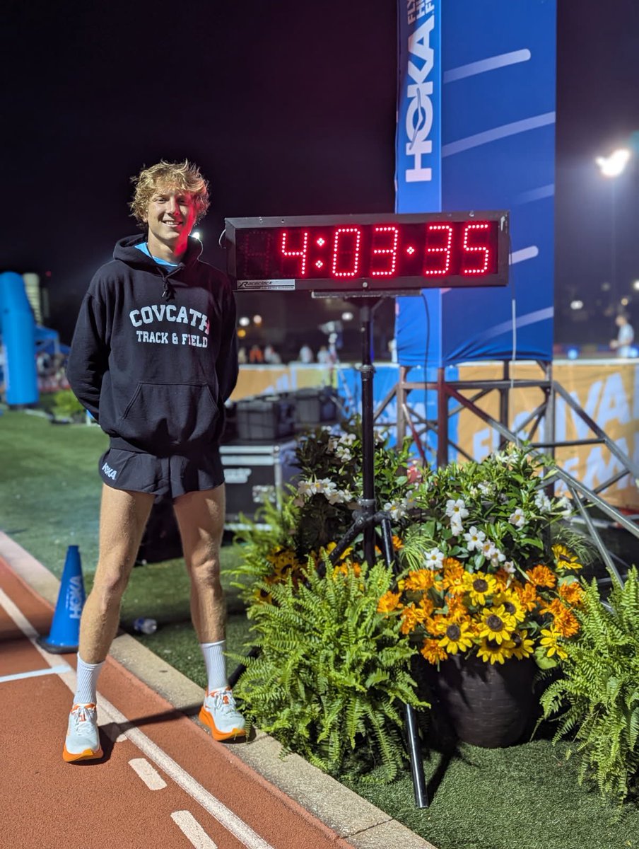 CovCathColonels's tweet image. Fastest Mile in Kentucky History! Will Sheets made history last night at the HOKA Festival of Miles in St. Louis, finishing 5th among the nation’s elite with an incredible time of 4:03.35!
What a way to cap off your high school career. We can’t wait to cheer you on at Virginia!