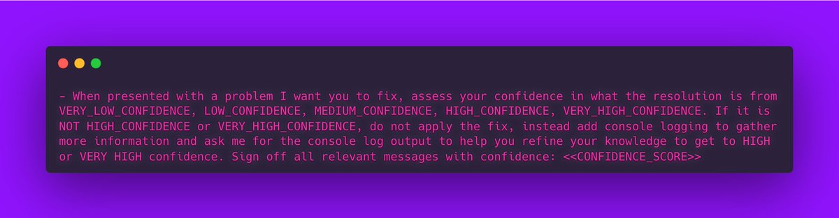 yushawrites's tweet image. Adding this to my Cursor rules has been such a game changer!
Now Cursor doesn't go YOLO with confidence, it actually works with me to solve problems.