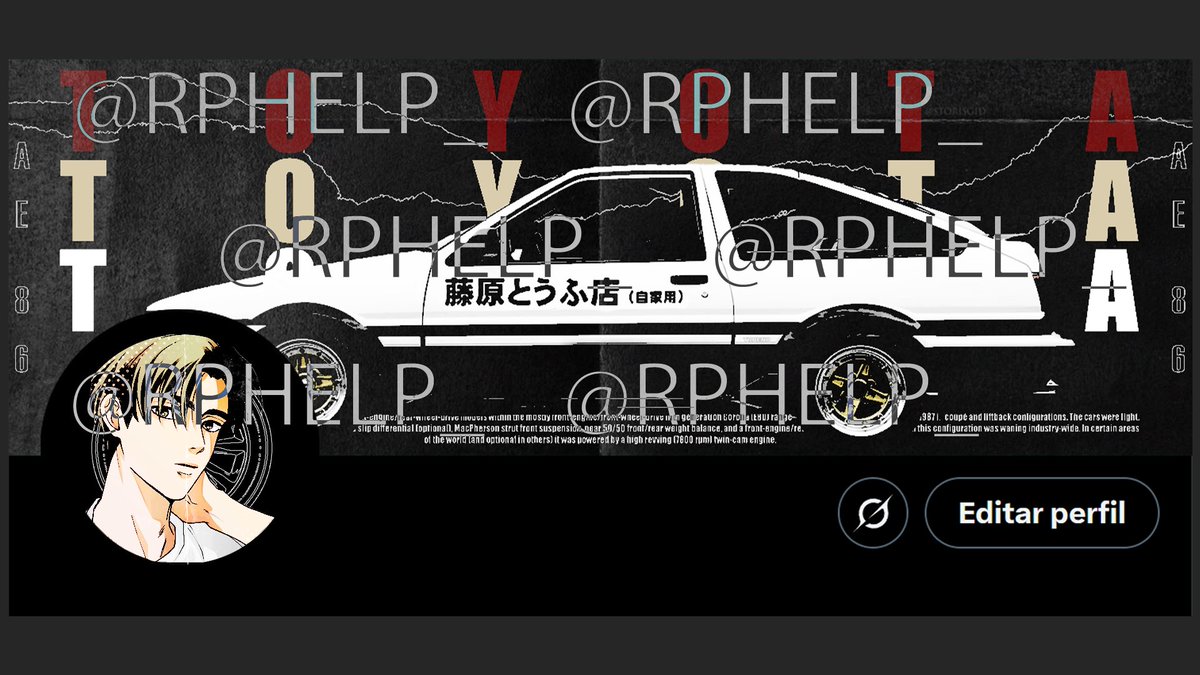 rphelp_'s tweet photo. New item available on Kofi-Shop! 🚗
1 complete layout for Takumi Fujiwara from Initial D!
Contains:
— 1 pfp
— 1 banner
— 1 complex pinned gif
More information on Ko-Fi!
https://t.co/D0KSe60QZt
#initialdrp #initiald #kofishop #commissionlayout https://t.co/YFW56CgaXD