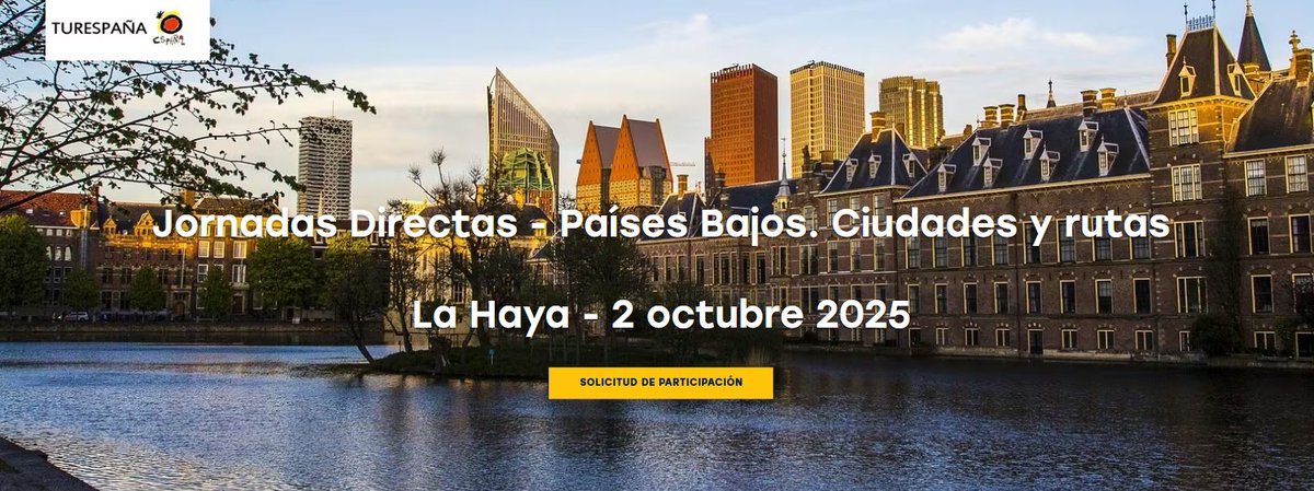Turespaña Oficial (@turespana_) on Twitter photo 📢Quieres participar junto a <a href="/Turespana_/">Turespaña Oficial</a> en Países Bajos en estas jornadas el próximo 2 de octubre❓
📅Plazo fin de solicitudes: 16/06/2025 a 15:00 h.e.
👀Convocatoria👉 acortar.link/CfQAGt
✍️Inscripción👉 acortar.link/CfQAGt 📢Quieres participar junto a <a href="/Turespana_/">Turespaña Oficial</a> en Países Bajos en estas jornadas el próximo 2 de octubre❓
📅Plazo fin de solicitudes: 16/06/2025 a 15:00 h.e.
👀Convocatoria👉 acortar.link/CfQAGt
✍️Inscripción👉 acortar.link/CfQAGt