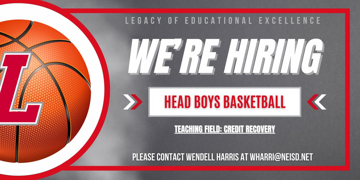 San Antonio LEE High School has the following position open: 

Head Boys Basketball

Teaching Field: 

Credit Recovery

CDL is required or the ability to obtain.

If interested, please apply online at neisd.net/hr and send resume to wharri@neisd.net