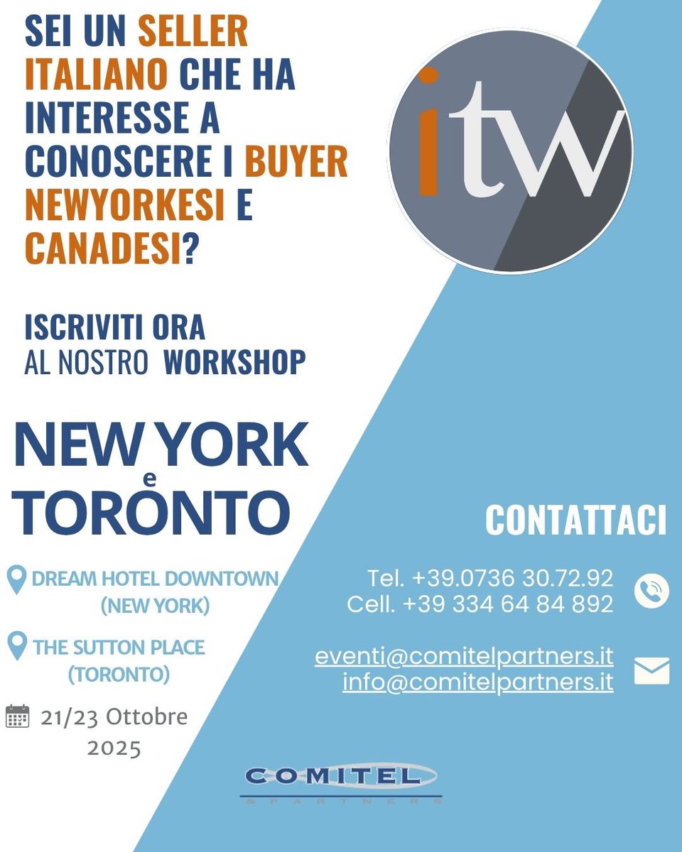 📦🇮🇹 Sei un seller italiano pronto a conquistare il mercato americano e canadese?
🌍 Ti mettiamo in contatto con buyer di New York e Toronto!
📲 Scrivici o chiamaci per scoprire come possiamo aiutarti.