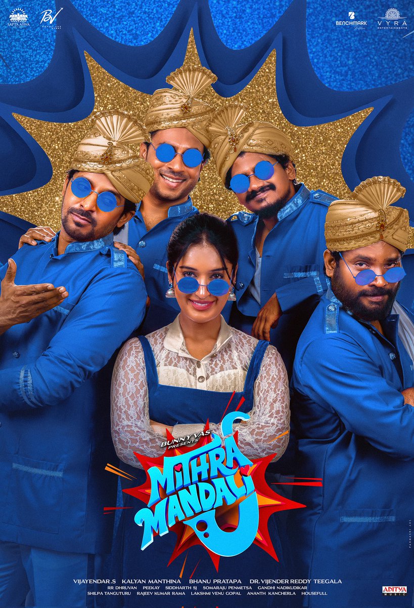 Priyadarshi Pulikonda (@priyadarshipn) on Twitter photo The masks are off, and here's the #MithraMandali that'll bring you a new Madness & Entertainment 👬👬👧
Motion Poster: youtube.com/shorts/2CLKuLN…
Presented by <a href="/TheBunnyVas/">Bunny Vas</a> under <a href="/BVWorksOffl/">BV Works</a> & Produced by <a href="/saptaaswamedia/">Sapta Aswa Media Works</a> <a href="/VyraEnts/">Vyra Entertainments</a>
💰
Directed by #VijayendarS 🎬 The masks are off, and here's the #MithraMandali that'll bring you a new Madness & Entertainment 👬👬👧
Motion Poster: youtube.com/shorts/2CLKuLN…
Presented by <a href="/TheBunnyVas/">Bunny Vas</a> under <a href="/BVWorksOffl/">BV Works</a> & Produced by <a href="/saptaaswamedia/">Sapta Aswa Media Works</a> <a href="/VyraEnts/">Vyra Entertainments</a>
💰
Directed by #VijayendarS 🎬