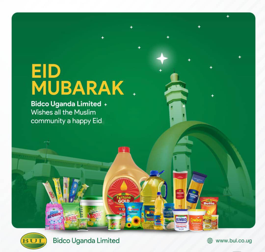 From all of us at Bidco Uganda, we wish our Muslim brothers and sisters a joyful and peaceful celebration.
🌙 Eid - al Adha! 🕌

May this special day bring happiness, unity, and countless blessings to you and your loved ones.
#EidMubarak #BidcoUganda #TogetherWeCelebrate