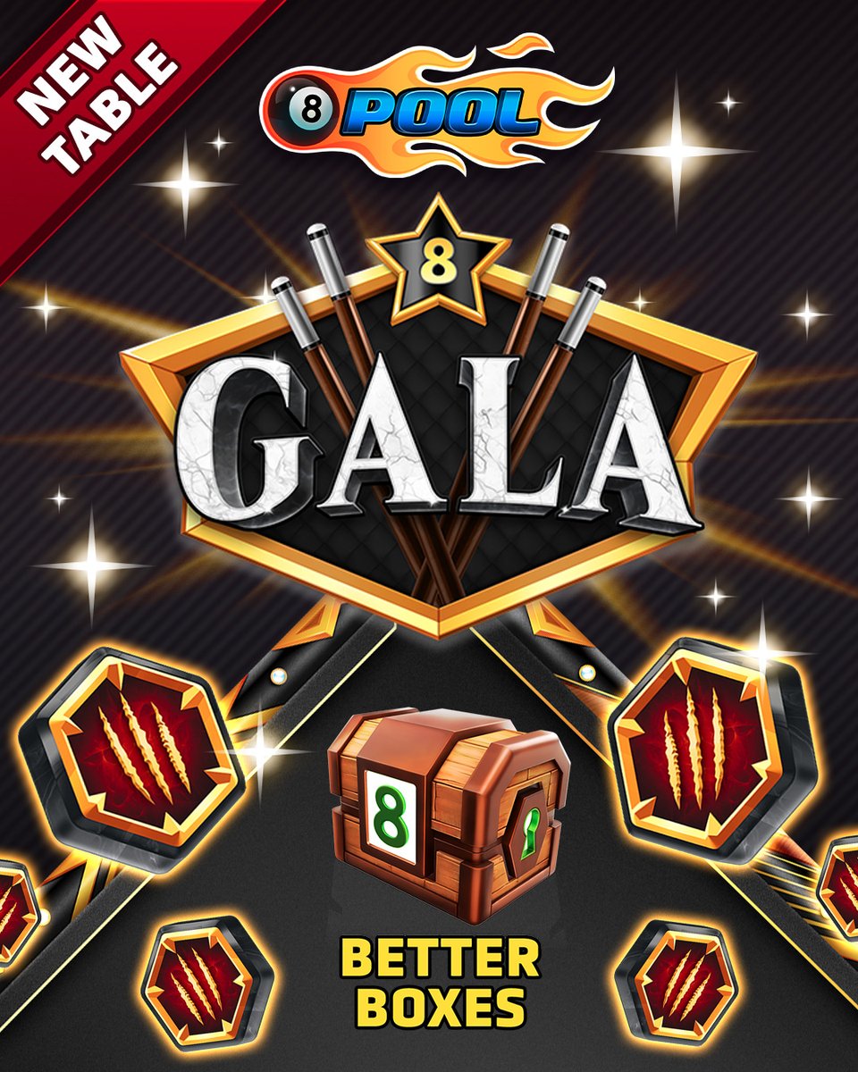 8ballpool's tweet image. NEW #Gala Table ✨

🎱 Unleash your skills to win #BetterBoxes, plus extra #SavageTokens for your choice of rewards!

🗓️ Available until Sun June 8, 10am UTC

Play Now » mcgam.es/WbREuT

#8BallPool