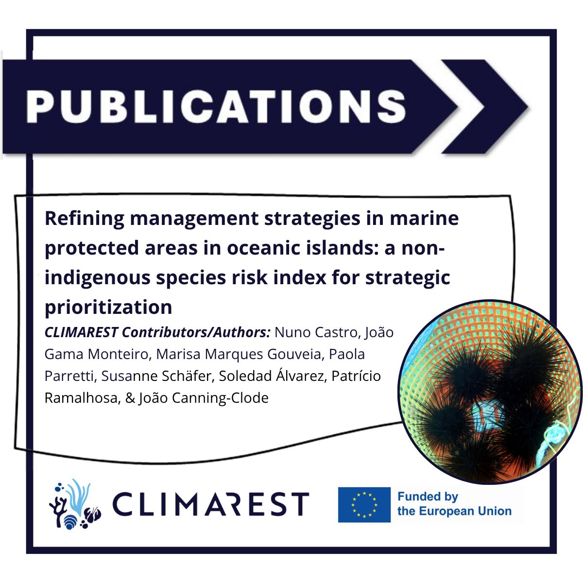#Publication number 4⃣

🏝️Refining management strategies in marine protected areas in oceanic islands: a non-indigenous species risk index for strategic prioritization

For more on the article, check out our blog post 👇

climarest.eu/blogs/a-new-mo…

#MissionOcean #HorizonEU