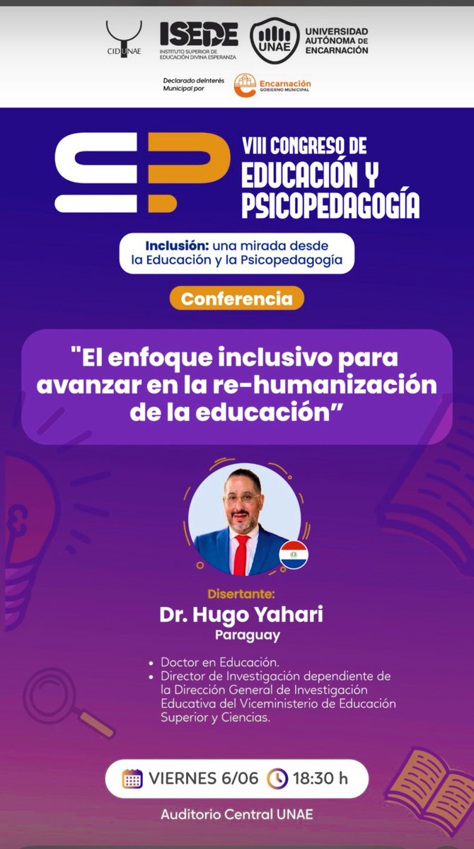 DannyYahary's tweet photo. Invitación al VIII Congreso de Educación y Psicopedagogía: “Inclusión: una mirada desde la Educación y la Psicopedagogía” https://t.co/QHF5gOUI2g“inclusión-una-mirada-desde-la-educación-y-la-psicopedagogía” https://t.co/RIvM3QLKz2