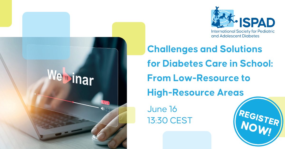 This upcoming #ISPADwebinar brings together experts to discuss what’s working &amp; what still needs to change.

📌 Challenges and Solutions for Diabetes Care in School: From Low-Resource to High-Resource Areas

📅 June 16 - 1:30 PM CEST 
👩‍🏫 Free, open to all: loom.ly/YgAG84o