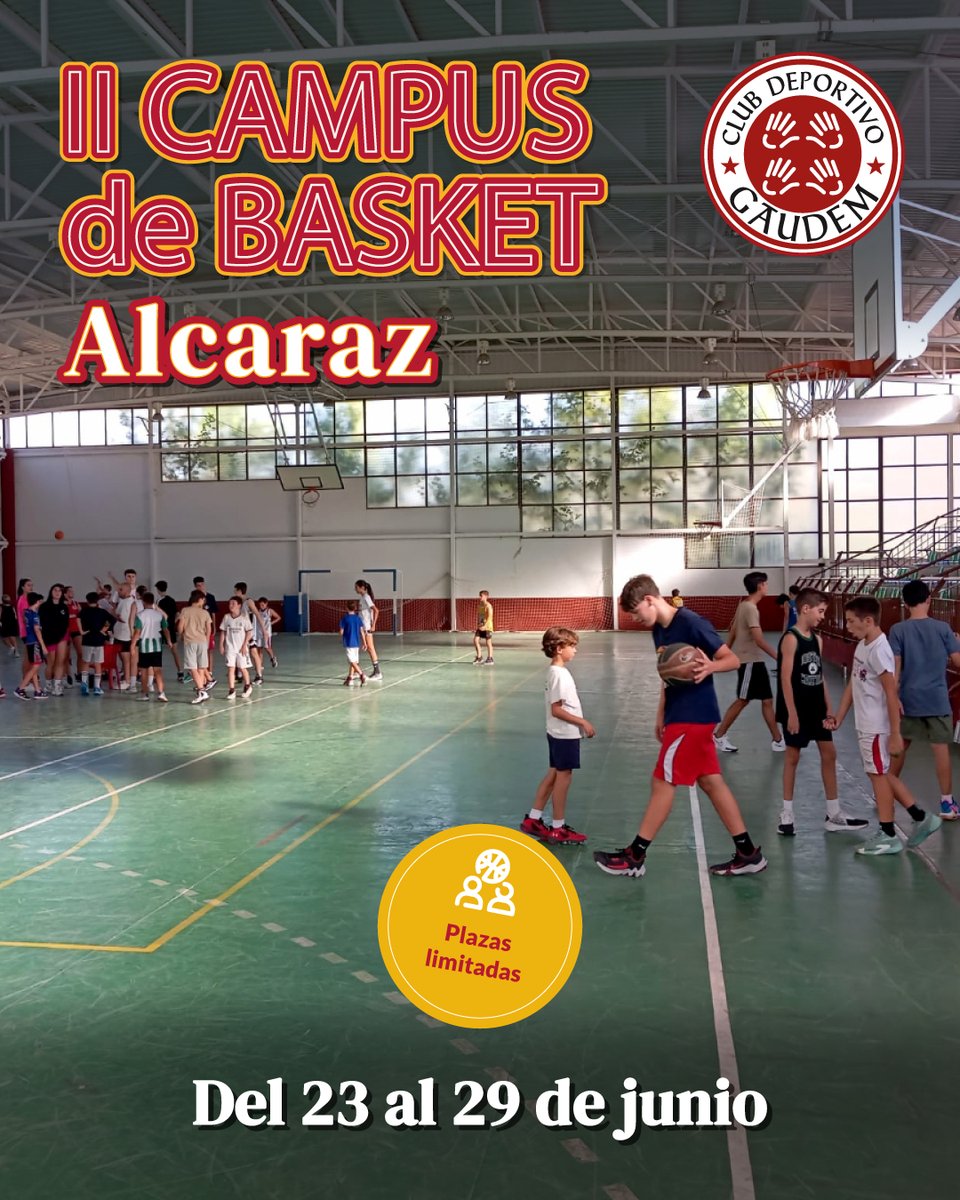 ColegioGaudem's tweet photo. 🏕️¡Vuelve el Campus de Basket Gaudem en Alcaraz!
Para estudiantes de 3º Primaria a 4º ESO.
🎽 Equipación de regalo
🎓 Entrenadores titulados
☀️ Piscina + naturaleza

📲 Info: https://t.co/NNUqmyfn0r

#Colegio #Gaudem > #UnProyectoSingular en #Madrid #Barajas https://t.co/9nu1ljMbw2