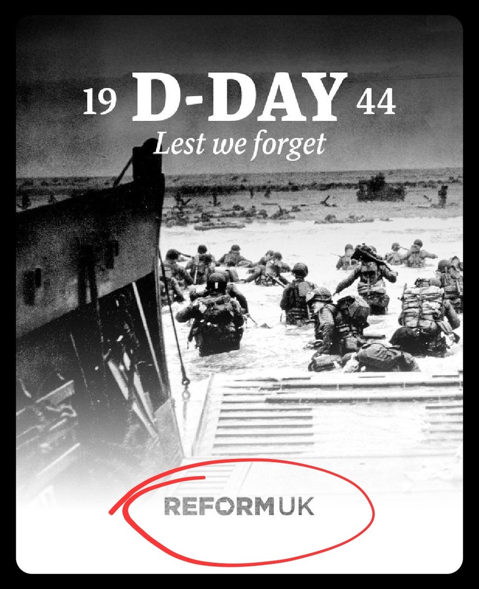 No. Fuck off. You don't get to claim ownership of WWII. Take your misty-eyed nostalgia and fuck off <a href="/reformparty_uk/">Reform UK</a>