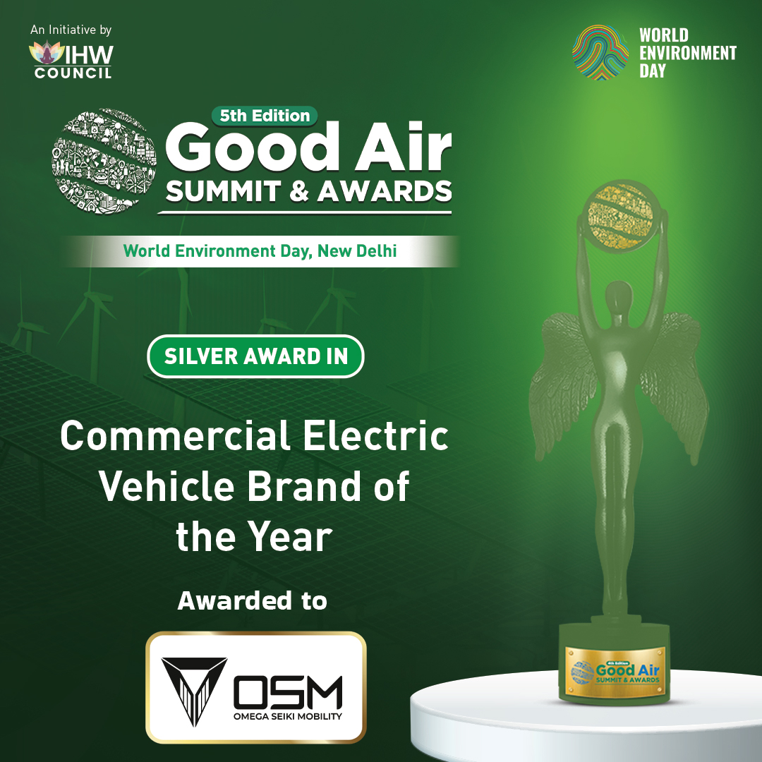 IHWCouncil's tweet image. We extend our heartfelt congratulations to Omega Seiki Mobility for being honored as Commercial Electric Vehicle Brand of the Year (Silver) at the 5th Edition of the Good Air Summit &amp;amp; Awards.

Revolutionizing logistics with robust, made-in-India electric vehicles.

#CommercialEV