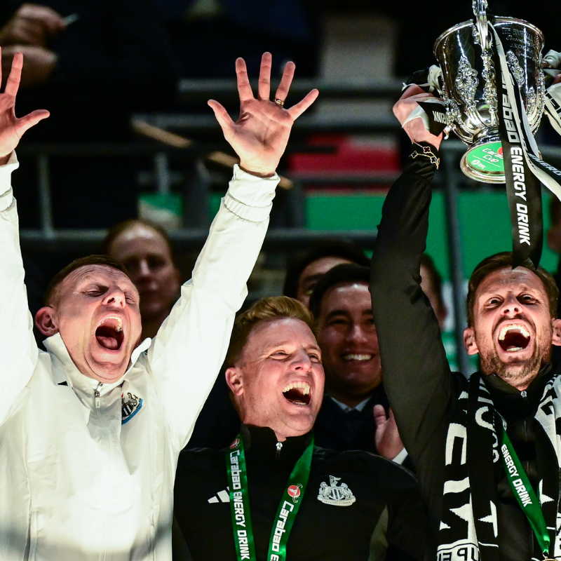 NUFC's tweet photo. The team behind the team 🖤🤍

We sat down with Jason Tindall, Simon Weatherstone, Stephen Purches and Graeme Jones - Eddie Howe's trusted backroom staff, who each played an integral role in a historic season ⤵️