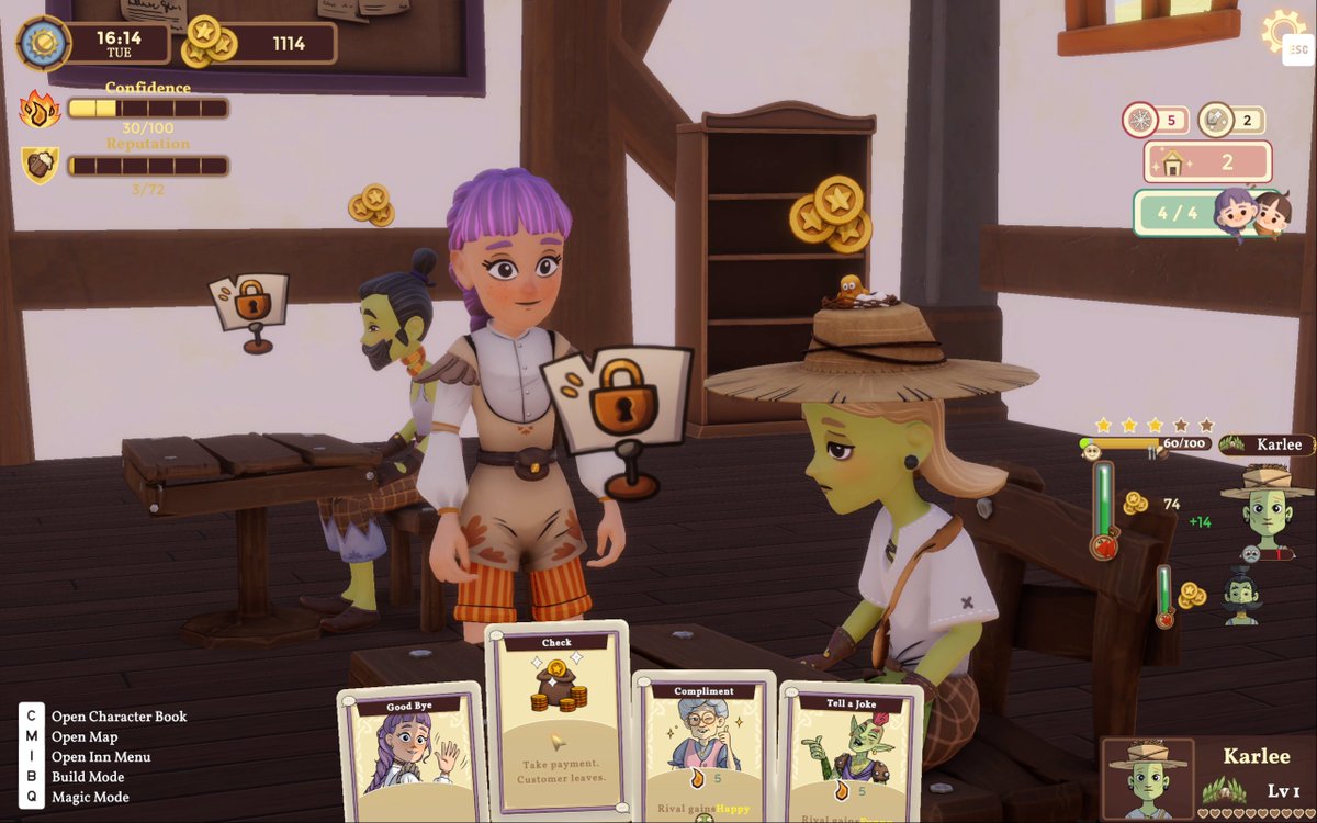 magic_inn's tweet image. Magic Inn is a cozy tavern sim where you play as a wizard innkeeper to manage an inn with magic and negotiate playing card games.
🧙♀️Character and inn customization
⚒️Craft furniture and potions
❌No farming
Wishlist to see more:
store.steampowered.com/app/2468630/Ma…
#PitchYaGame