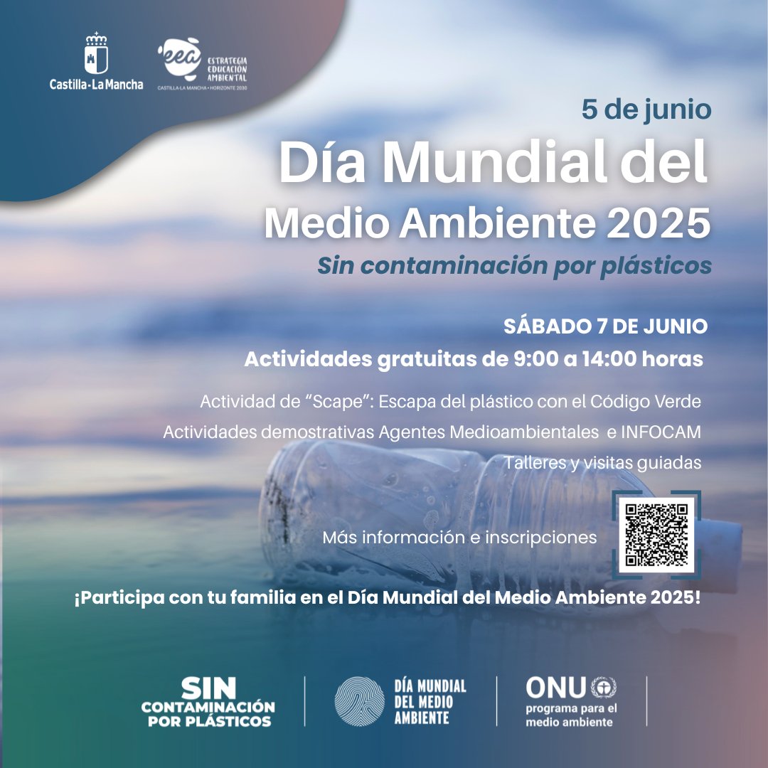 Desarrollo Sostenible CLM (@dsostenibleclm) on Twitter photo ✅EDUCACIÓN AMBIENTAL
👉Desde el <a href="/gobjccm/">Gobierno de Castilla-La Mancha</a> celebramos #DiaMundialMedioAmbiente con actividades de sensibilización para público familiar en todas las provincias de #CLM este sábado
ℹ️Toda la información e inscripciones aquí: acortar.link/zXucAo ✅EDUCACIÓN AMBIENTAL
👉Desde el <a href="/gobjccm/">Gobierno de Castilla-La Mancha</a> celebramos #DiaMundialMedioAmbiente con actividades de sensibilización para público familiar en todas las provincias de #CLM este sábado
ℹ️Toda la información e inscripciones aquí: acortar.link/zXucAo