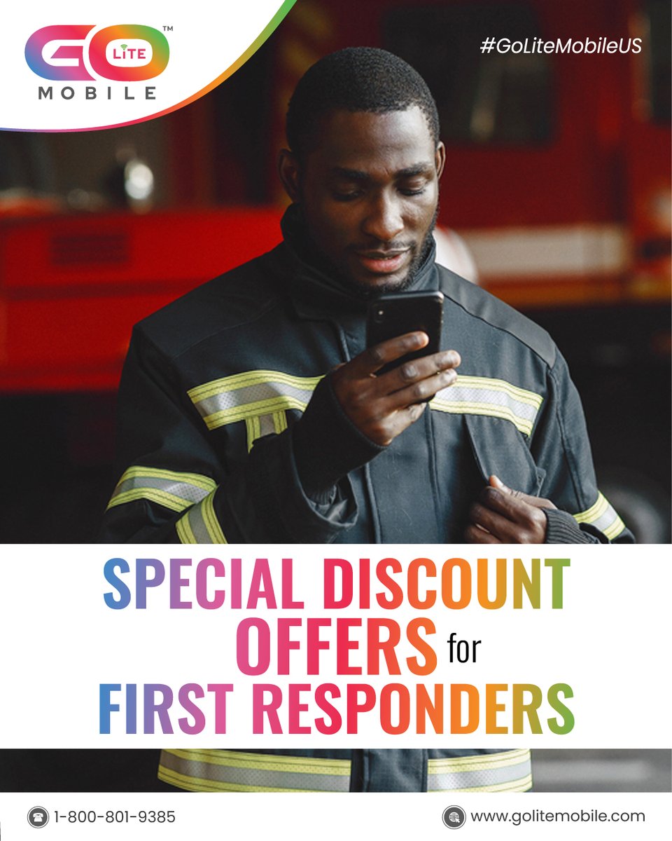 GoLiteMobile's tweet image. 🚨 Honoring Our Heroes
To all First Responders—thank you.
 GoLite Mobile is proud to offer exclusive discounts just for you.
📞 Call 1-800-801-9385 or visit golitemobile.com
#GoLiteMobileUS #FirstResponderDiscount #ThankYouHeroes #StayConnected