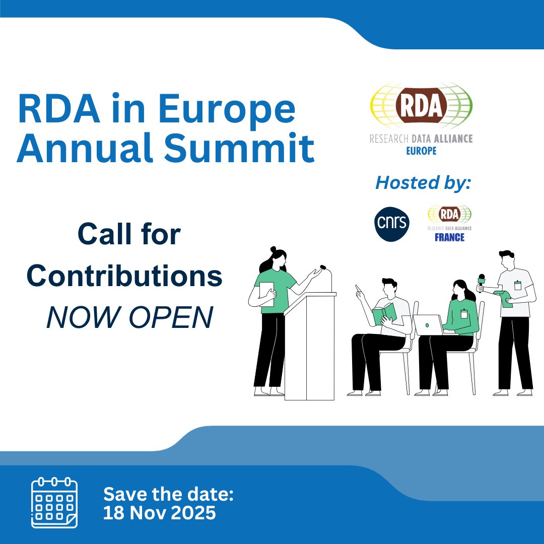 RDA_Europe's tweet image. The Call for Contributions for the RDA Europe Annual Summit is now open!

We are looking for lightning talks and posters from:
✅RDA regional success stories
✅RDA in Europe Use Cases

Submit today to be a part of the first-ever RDA in Europe Summit! ow.ly/KwwV50W5pNm