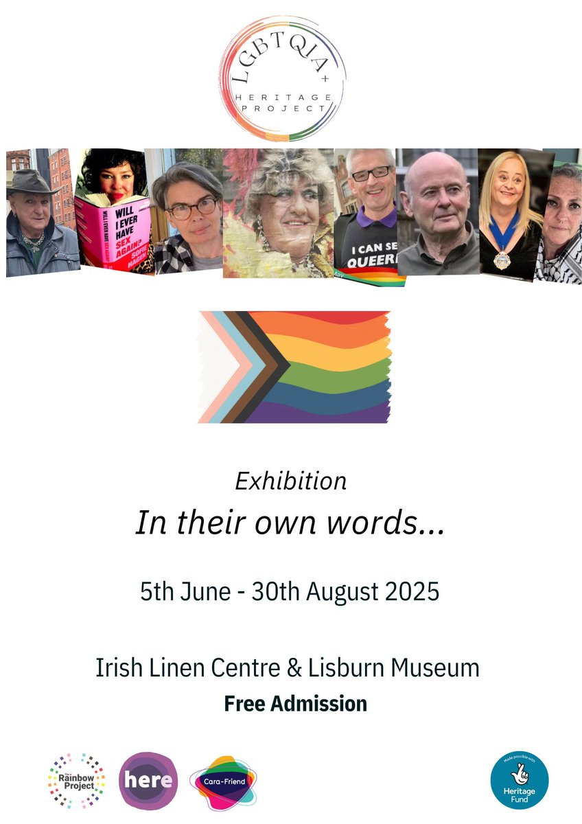 Irish Linen Centre (@lisburn_museum) on Twitter photo New exhibition
'๐๐ง ๐๐ก๐๐ข๐ซ ๐๐ฐ๐ง ๐๐จ๐ซ๐๐ฌ': ๐๐๐๐๐๐๐+ ๐๐๐ซ๐ข๐ญ๐๐ ๐ ๐๐ซ๐จ๐ฃ๐๐๐ญ
We are delighted to host โIn Their Own Wordsโ on behalf of the LGBTQIA+ Heritage Project. The exhibition focuses on activists and members of the LGBTQIA+ community. New exhibition
'๐๐ง ๐๐ก๐๐ข๐ซ ๐๐ฐ๐ง ๐๐จ๐ซ๐๐ฌ': ๐๐๐๐๐๐๐+ ๐๐๐ซ๐ข๐ญ๐๐ ๐ ๐๐ซ๐จ๐ฃ๐๐๐ญ
We are delighted to host โIn Their Own Wordsโ on behalf of the LGBTQIA+ Heritage Project. The exhibition focuses on activists and members of the LGBTQIA+ community.