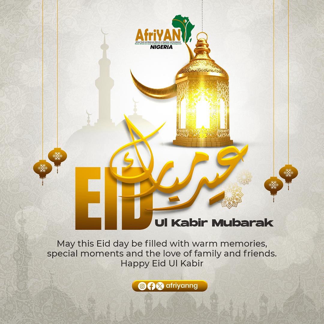 Eid Mubarak from AfriYAN Nigeria! 🌙✨
As we celebrate this season of reflection, sacrifice, and unity, may your heart be filled with peace, your home with joy, and your life with countless blessings.
From all of us at AfriYAN Nigeria — wishing you and your loved ones a joyful