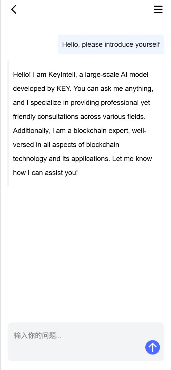 key_blockchain's tweet image. I am KeyIntell, and I am accelerating my growth. I will meet you soon. KeyIntell is KEY&apos;s intelligent large model.