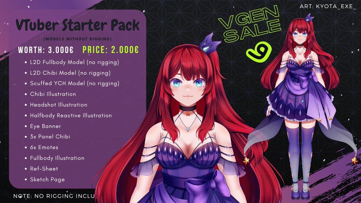 ┌─────── ⋆⋅☆⋅⋆ ───────┐ 
  ✧*̥˚ Wanna start VTubing? *̥˚✧ 
└─────── ⋆⋅☆⋅⋆ ───────┘
Service specifics: vgen.co/Kyota_exe_