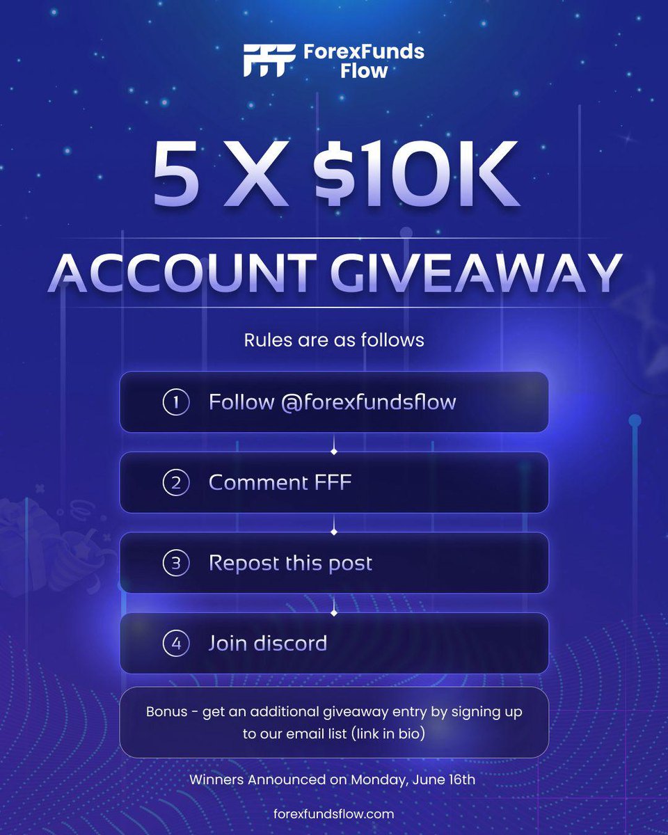 Rohit Kumar (@mstarrohit) on Twitter photo 🎁5 x $10000 Account Giveaway 🎁
1️⃣ Follow:- <a href="/MSTARROHIT/">Rohit Kumar</a>
, <a href="/forexfundsflow/">FFF • ForexFundsFlow</a> , <a href="/Yahya_Abdul1/">Yahya Abdul</a>
2️⃣ Like 👍🏻 Retweet 🔄 Comment 📜
3️⃣ Join :- discord.gg/uBX4HdfuQq
Best of luck 🍀 🎁5 x $10000 Account Giveaway 🎁
1️⃣ Follow:- <a href="/MSTARROHIT/">Rohit Kumar</a>
, <a href="/forexfundsflow/">FFF • ForexFundsFlow</a> , <a href="/Yahya_Abdul1/">Yahya Abdul</a>
2️⃣ Like 👍🏻 Retweet 🔄 Comment 📜
3️⃣ Join :- discord.gg/uBX4HdfuQq
Best of luck 🍀