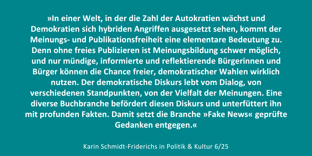 pukzeitung's tweet image. Damals wie heute ist klar: Wer #Bücher schützt, schützt das freie Wort. Und wer das freie Wort schützt, stärkt die #Demokratie. Karin Schmidt-Friderichs, Vorsteherin des Börsenvereins des Deutschen Buchhandels, blickt in ihrem Leitartikel auf 200Jahre BOEV politikkultur.de/aktuelle-meldu…