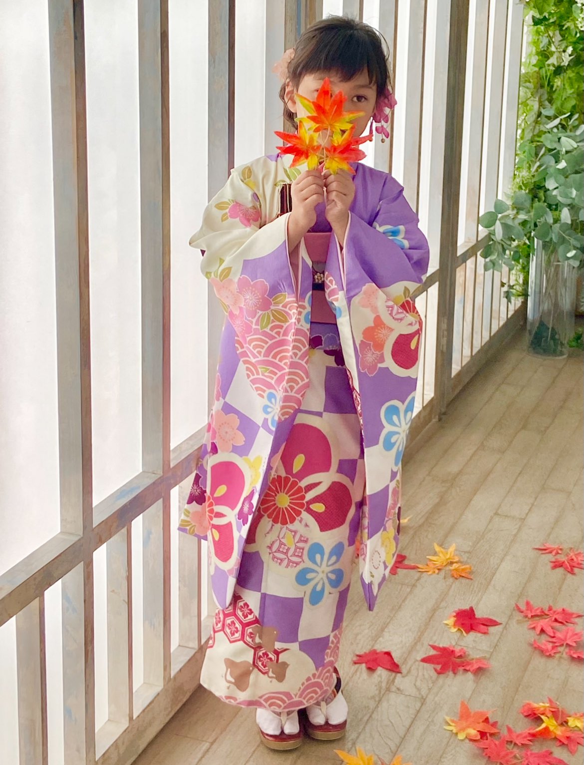 みなみ✴︎七五三 着物 女の子 七五三被布 : NATURAL BEAUTY K072 【三歳女児被布】水色 椿に梅