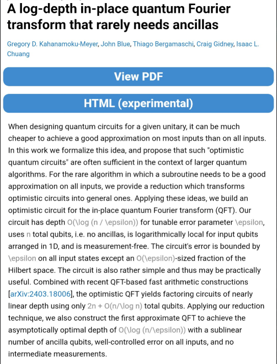 VectraShield's tweet image. Happy Friday chat, check out this paper on log-depth quantum Fourier transform, which offers a path to executing more efficient branched logic in quantum programs   

Hot off the press!