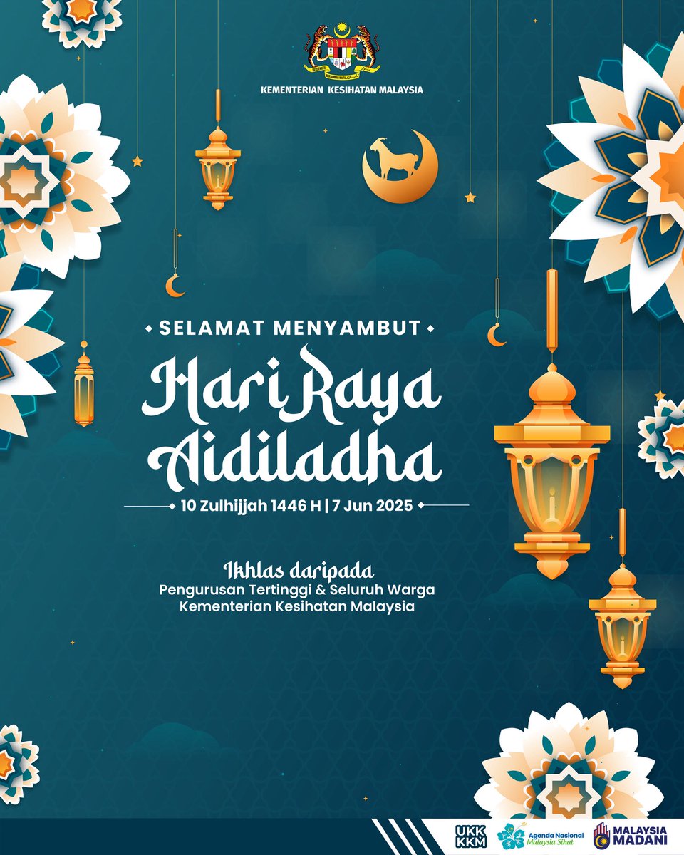 KKMalaysia๐ฒ๐พ๐ฉบโค๏ธ (@kkmputrajaya) on Twitter photo ๐๐๐ฅ๐๐ฆ๐๐ญ ๐๐๐ง๐ฒ๐๐ฆ๐๐ฎ๐ญ ๐๐๐ซ๐ข ๐๐๐ฒ๐ ๐๐ข๐๐ข๐ฅ๐๐๐ก๐ ๐๐๐๐๐
Hari Raya Aidiladha juga dikenali sebagai Hari Raya Haji atau Hari Raya Korban jatuh pada hari kesepuluh pada bulan Zulhijah pada kalendar Hijrah Islam. Tarikh ini merupakan antara tarikh penting ๐๐๐ฅ๐๐ฆ๐๐ญ ๐๐๐ง๐ฒ๐๐ฆ๐๐ฎ๐ญ ๐๐๐ซ๐ข ๐๐๐ฒ๐ ๐๐ข๐๐ข๐ฅ๐๐๐ก๐ ๐๐๐๐๐
Hari Raya Aidiladha juga dikenali sebagai Hari Raya Haji atau Hari Raya Korban jatuh pada hari kesepuluh pada bulan Zulhijah pada kalendar Hijrah Islam. Tarikh ini merupakan antara tarikh penting