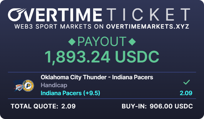 Seamless on-chain betting <a href="/Overtime_io/">Overtime.io</a>   the best odds in the game = an absolute no-brainer. 🚀 overtimemarkets.xyz
