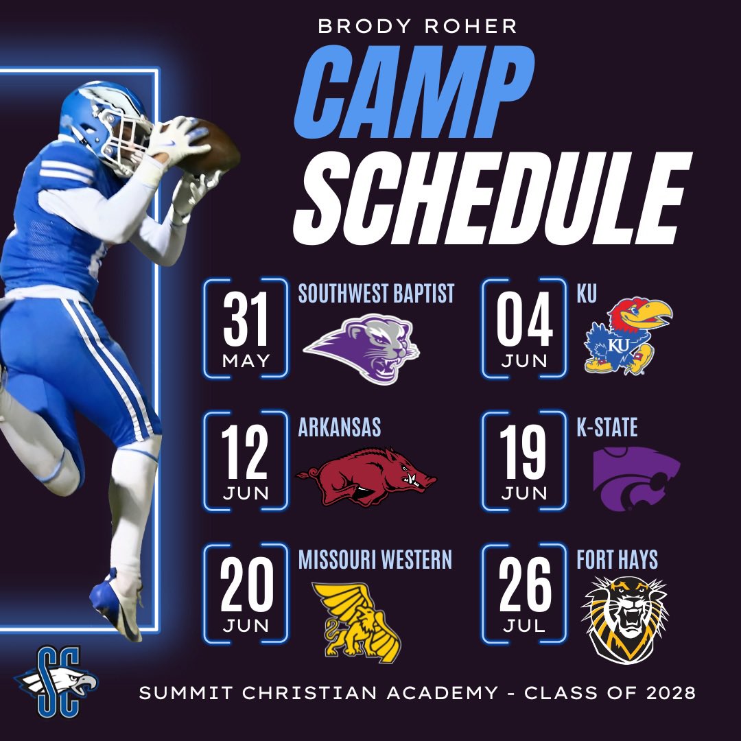 Brody Roher (@brodyroher) on Twitter photo This is my camp schedule for this year‼️
<a href="/DustinOller/">Dustin Oller</a>
<a href="/CoachDrink/">Kaleb Drinkgern</a>
<a href="/JustinGige86755/">Justin Giger</a>
<a href="/DFO_AJ/">Andrew Foster Jr.</a> This is my camp schedule for this year‼️
<a href="/DustinOller/">Dustin Oller</a>
<a href="/CoachDrink/">Kaleb Drinkgern</a>
<a href="/JustinGige86755/">Justin Giger</a>
<a href="/DFO_AJ/">Andrew Foster Jr.</a>