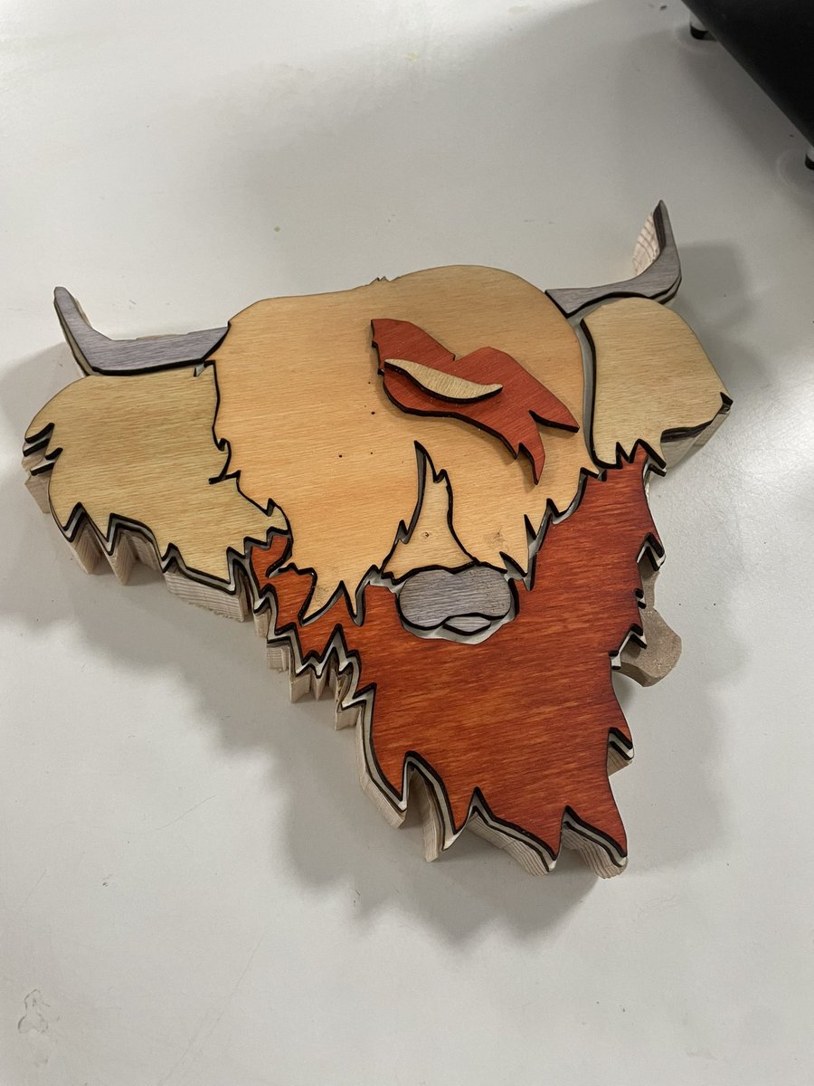 BanoCADT's tweet photo. A wonderful Highland cow laser cut sweet dispenser by Faith in Y9 D&amp;T https://t.co/9PmwAIT7in