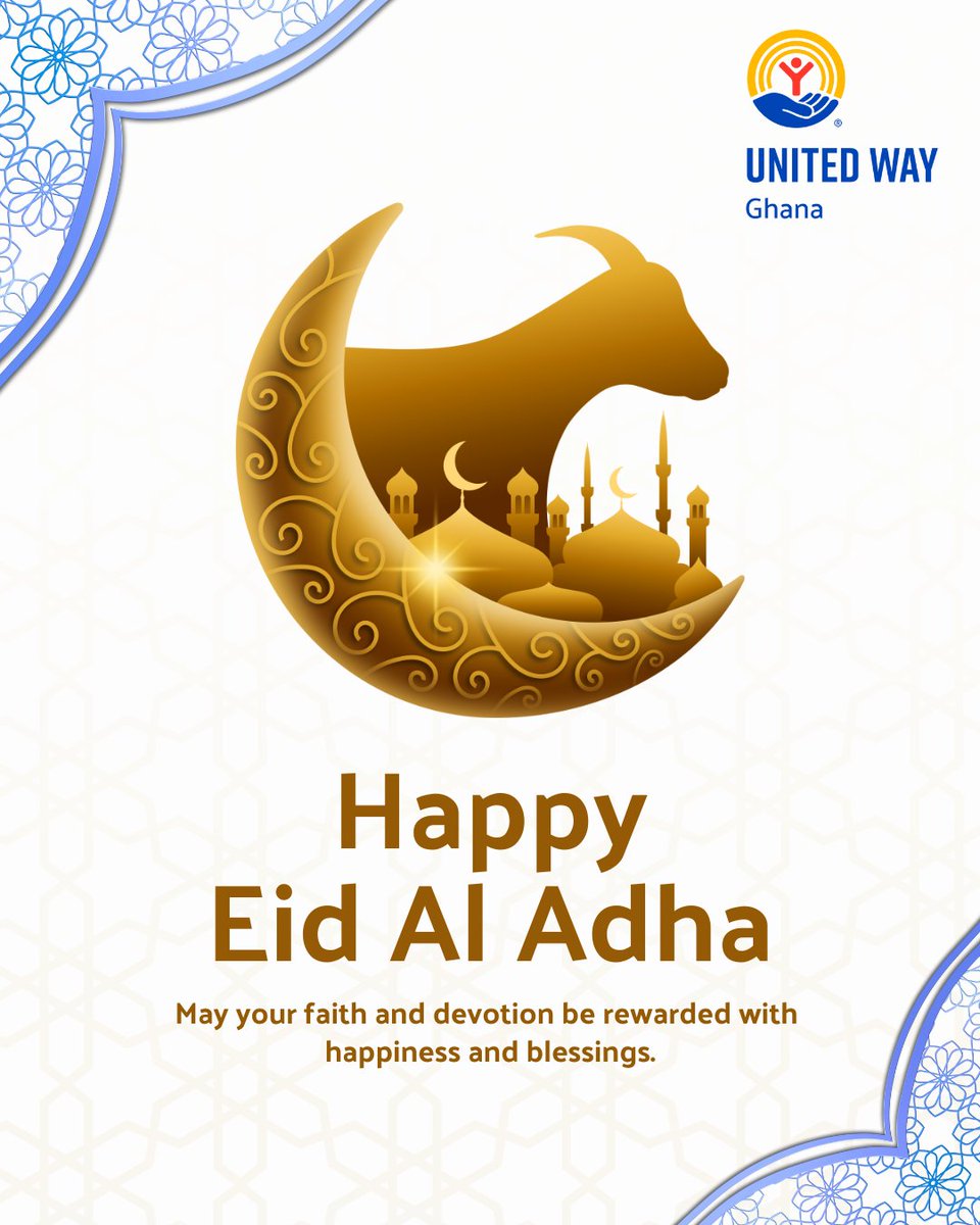 Wishing you a blessed Eid-Al-Adha from United Way Ghana!

May your faith bring joy, peace and prosperity to you and your loved ones.

#EidMubarak #EidAlAdha #UnitedWay