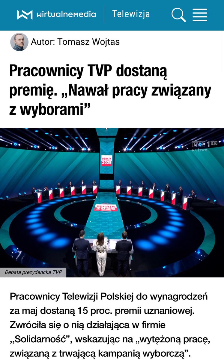 Przedwczoraj ludzie zastanawiali się, czy dziennikarze TVP zostaną zwolnieni.
Otóż nie. Dostaną premie za nawał pracy w kampanii wyborczej.