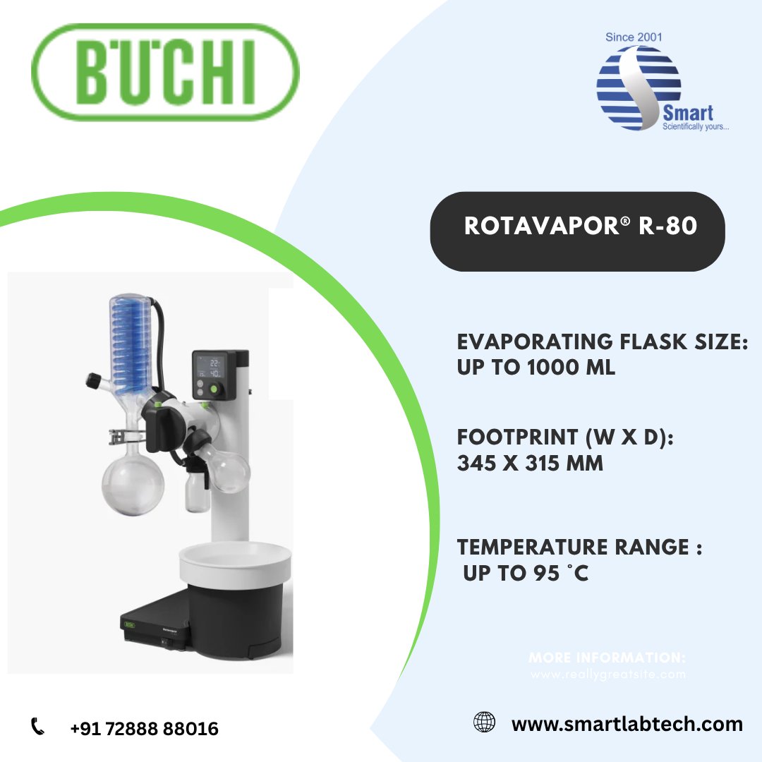 SmartLabTech2's tweet image. Looking for an affordable and efficient evaporation solution? Look no further!
The R-80 offers a perfect solution for labs and institutions seeking a more compact, cost-effective alternative to larger models, without sacrificing reliability or performance.