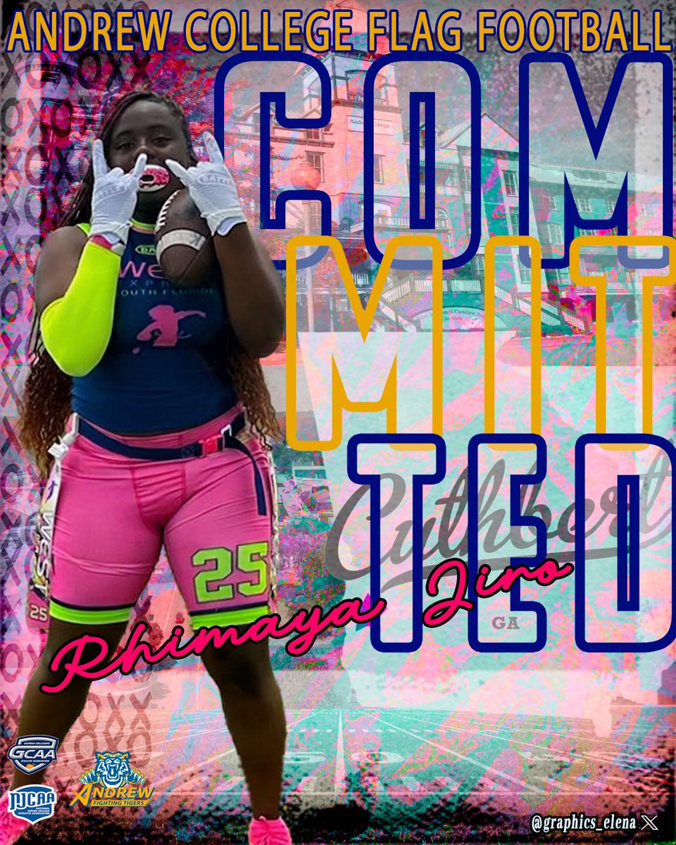 The Sunshine State delivers again!
The Andrew College Fighting Tigers Women’s Flag Football program is excited to welcome from Rhimaya Jiro Miami Carol City Senior High School in Miami, FL! Rhimaya is the kind of player who raises the bar on and off the field.