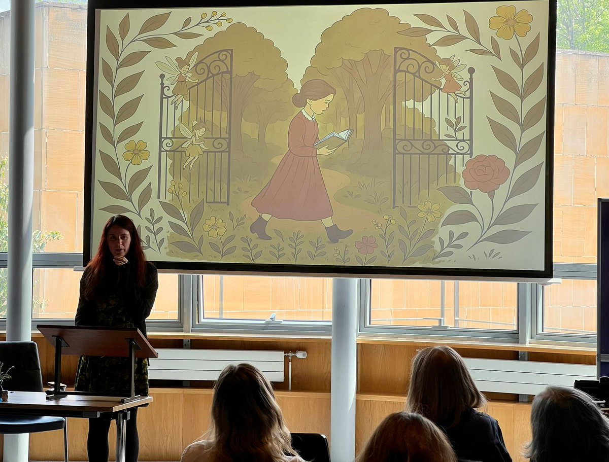 _SELCIE_'s tweet image. Rina Teske is discussing children’s interaction with nature in schools and stories at home in her talk “From within and beyond the garden walls: Tracing the Green Thread in Scottish Nature Writing for Children, 1800-1900” #selcie_project